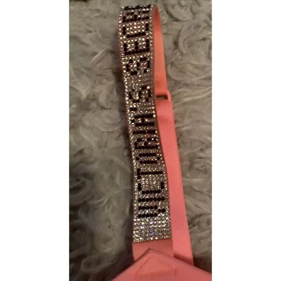 Victoria's Secret VERY SEXY Push-up Shine Strap Bra Rhinestone Peach Coral 34DDD - Picture 3 of 6